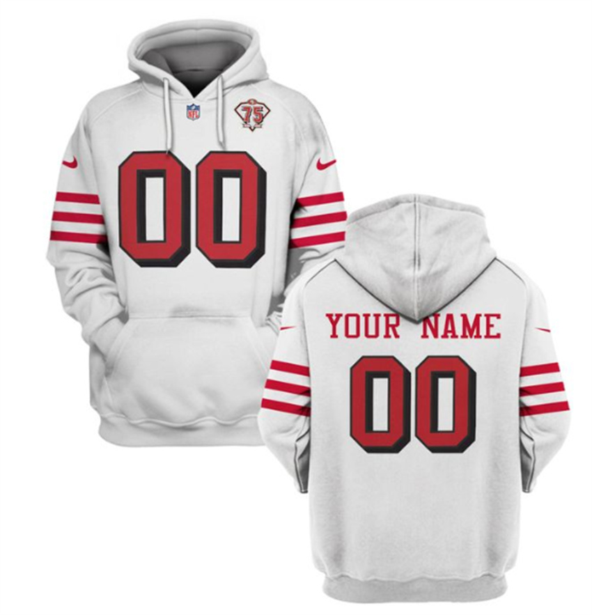 Men's White San Francisco 49ers Active Custom 2021 75th Anniversary Pullover Hoodie